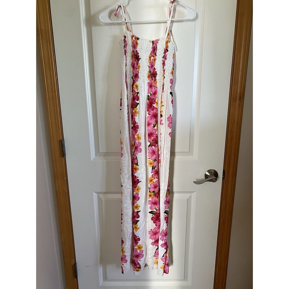 Vintage Paradise Bay Hawaiian Smocked Maxi Dress - 100% Rayon, Made Hawaii - Picture 7 of 11